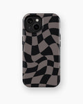 Black Taupe Wavy Checkered MagSafe iPhone Tough Case - i15 tough p1