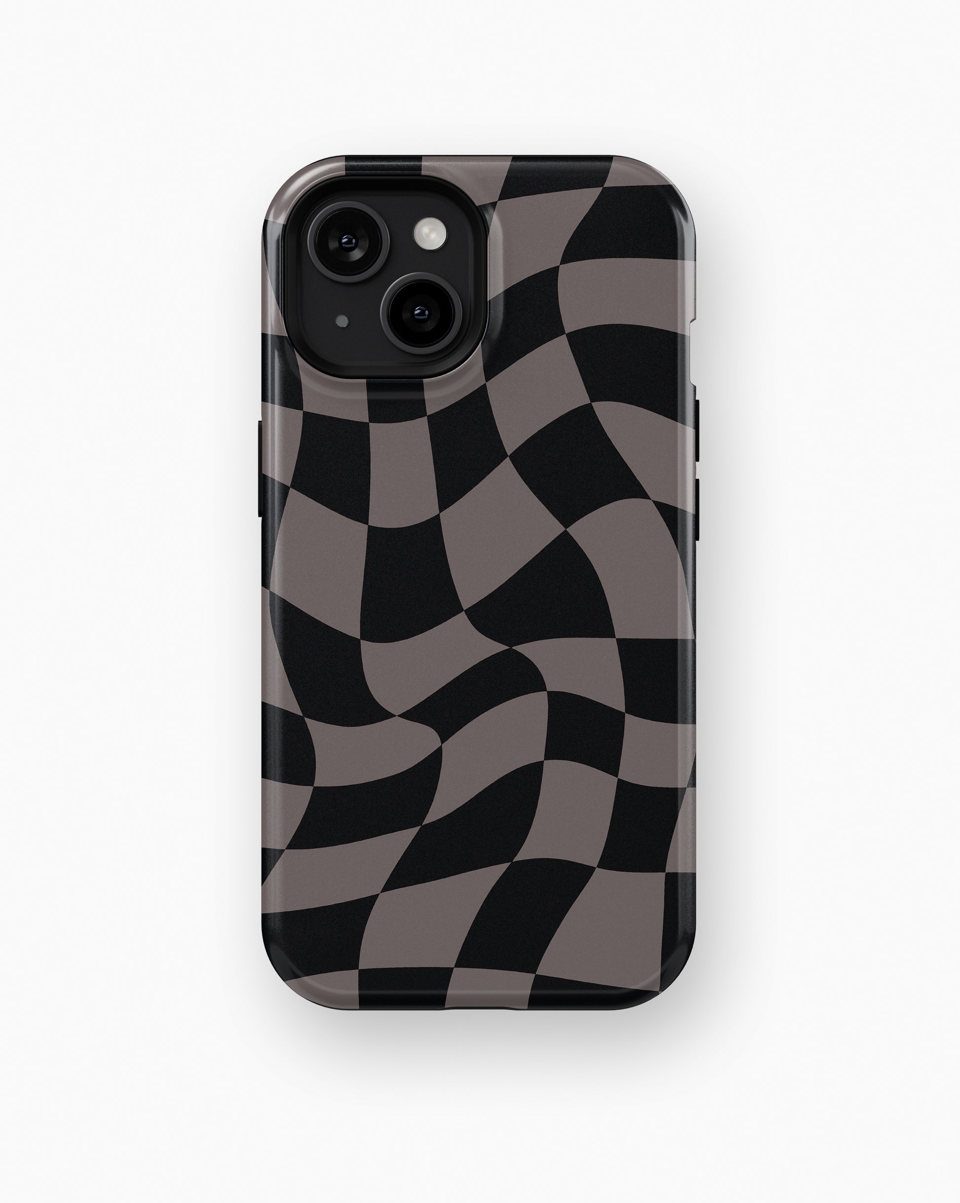 Black Taupe Wavy Checkered MagSafe iPhone Tough Case - i15 tough p1