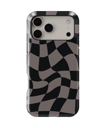 Black Taupe Wavy Checkered MagSafe iPhone Tough Case - i17PMT p1