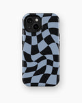 Powder Blue Black Wavy Checkered MagSafe iPhone Tough Case - i15 tough p1