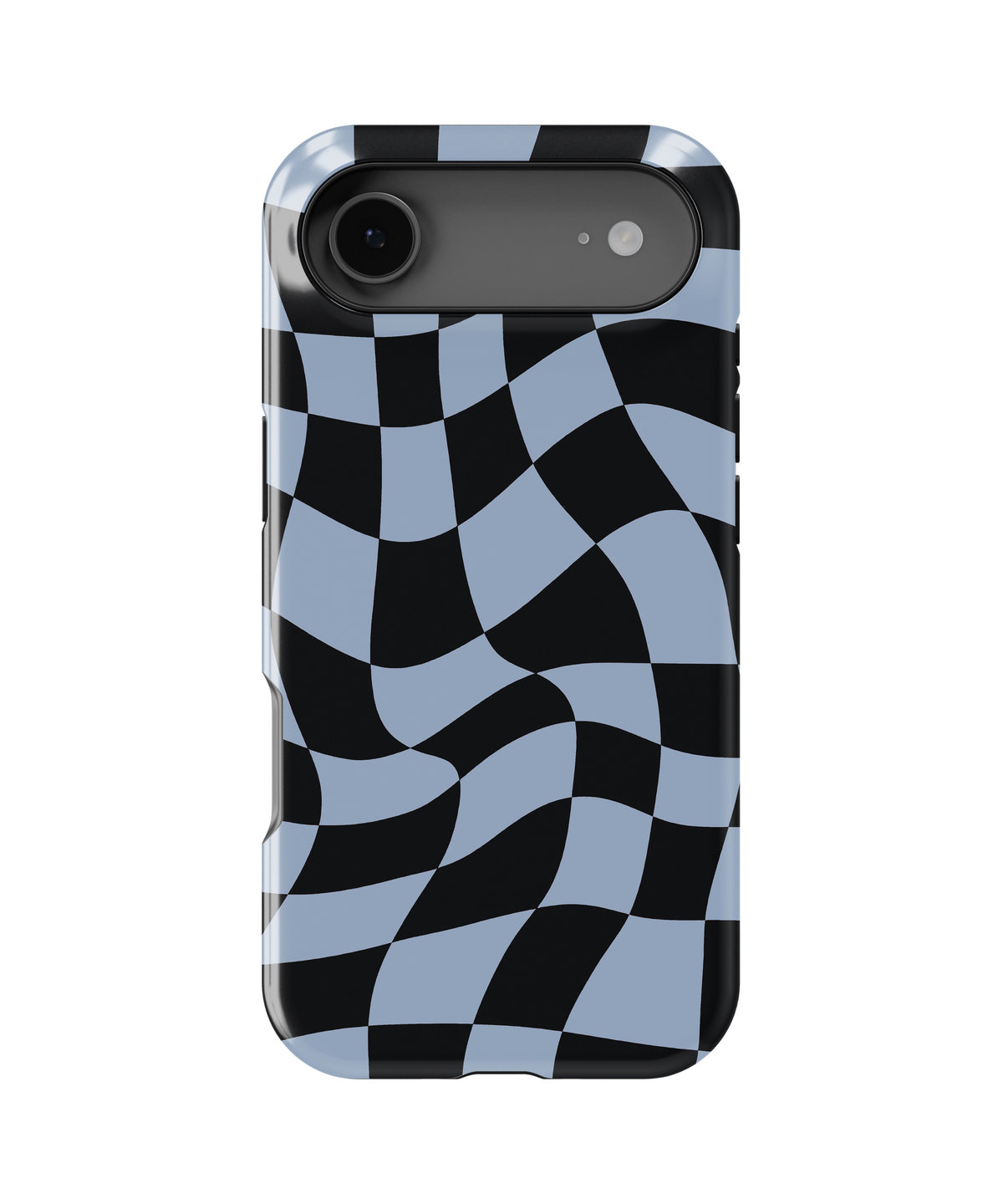 Powder Blue Black Wavy Checkered MagSafe iPhone Tough Case - i17AT p1