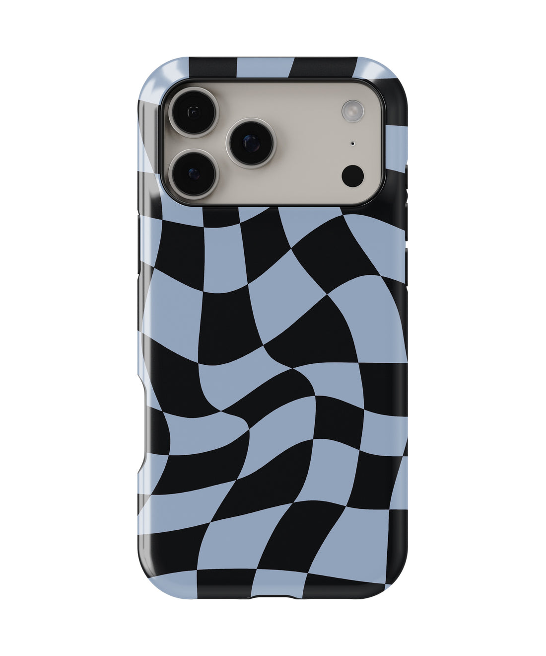 Powder Blue Black Wavy Checkered MagSafe iPhone Tough Case - i17PMT p1