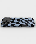 Powder Blue Black Wavy Checkered MagSafe iPhone Tough Case - i17PMT p3