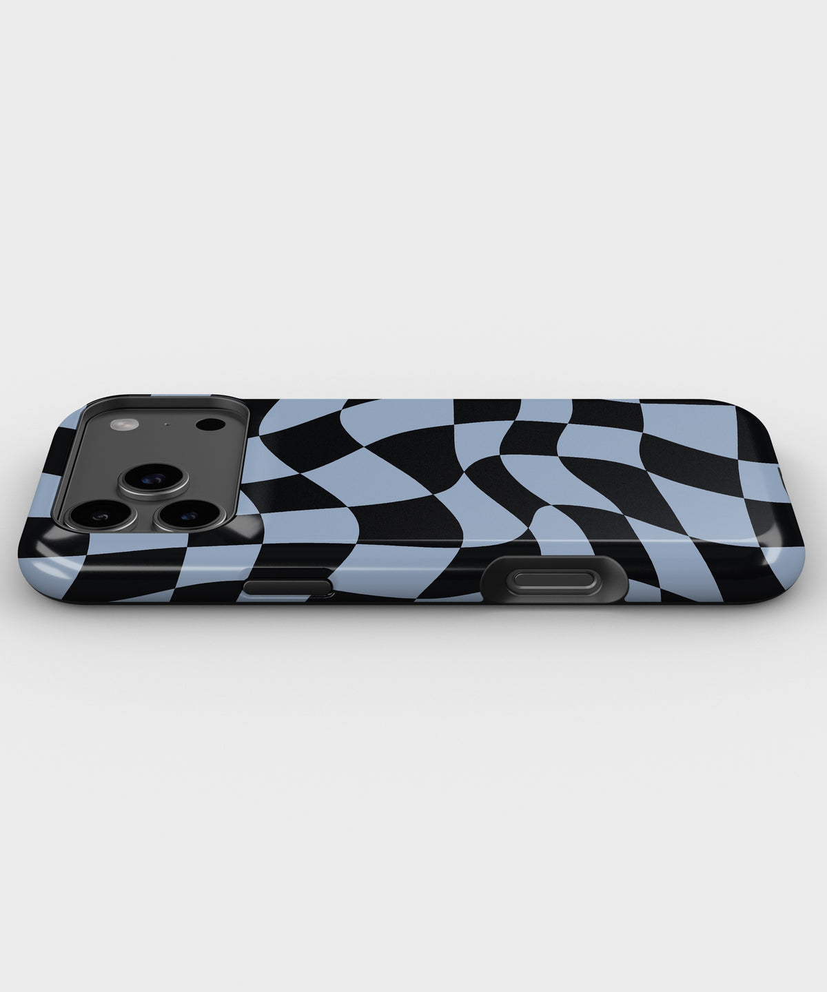Powder Blue Black Wavy Checkered MagSafe iPhone Tough Case - i17PMT p3