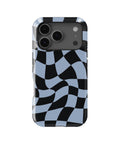 Powder Blue Black Wavy Checkered MagSafe iPhone Tough Case - i17PT p1