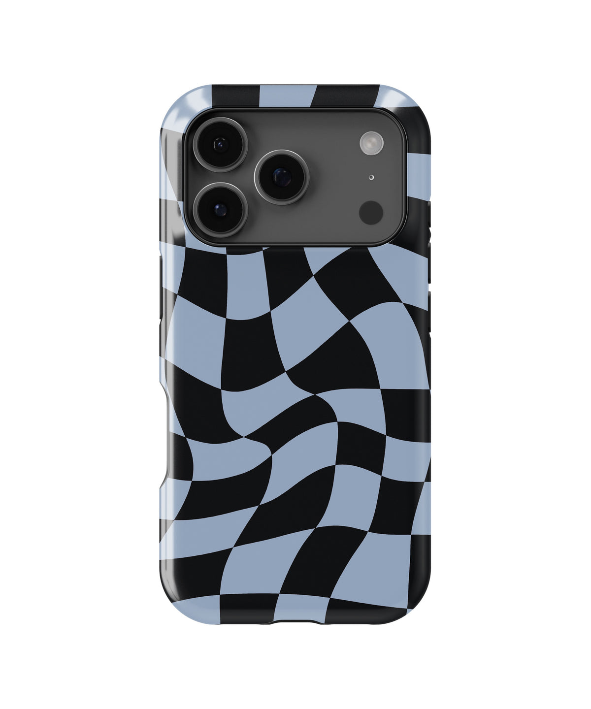 Powder Blue Black Wavy Checkered MagSafe iPhone Tough Case - i17PT p1