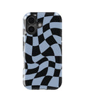 Powder Blue Black Wavy Checkered MagSafe iPhone Tough Case - i17T p1