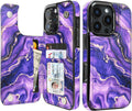 Purple Marble Gold RFID Flip Wallet Case for iPhone 17–12 – Card Holder & Kickstand – product image 10