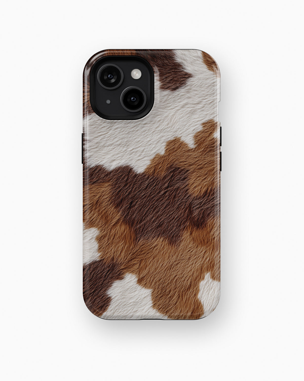 Brown White Cowhide Print MagSafe iPhone Tough Case - i15 tough p1