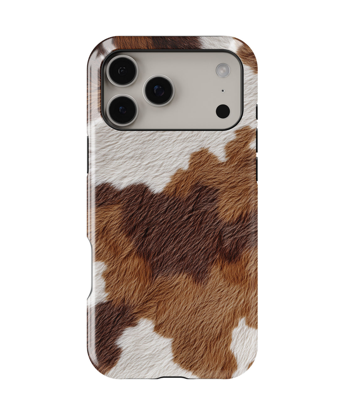 Brown White Cowhide Print MagSafe iPhone Tough Case - i17PMT p1