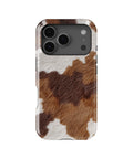 Brown White Cowhide Print MagSafe iPhone Tough Case - i17PT p1