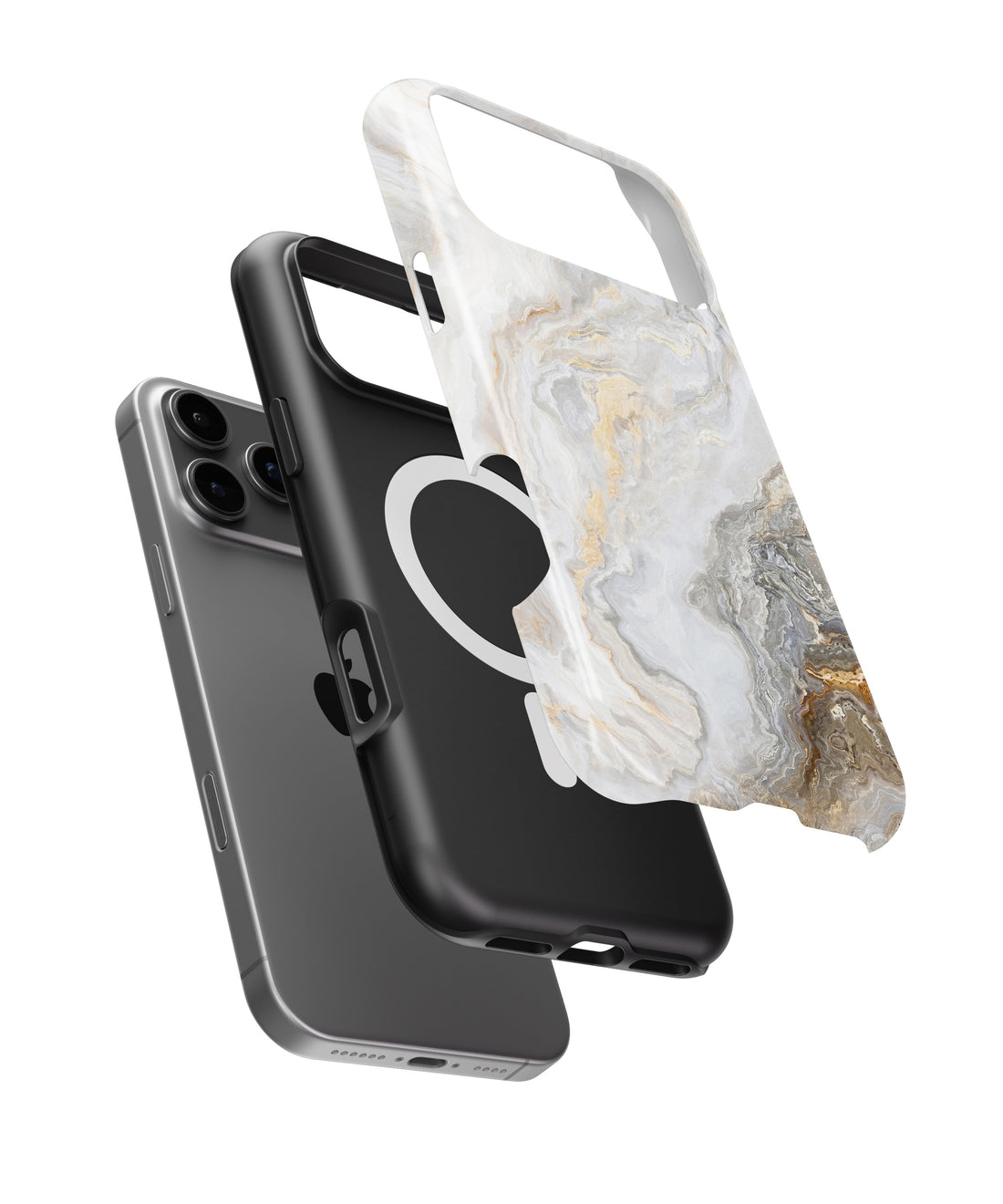 White Gold Marble MagSafe iPhone Tough Case - i17PMT p1