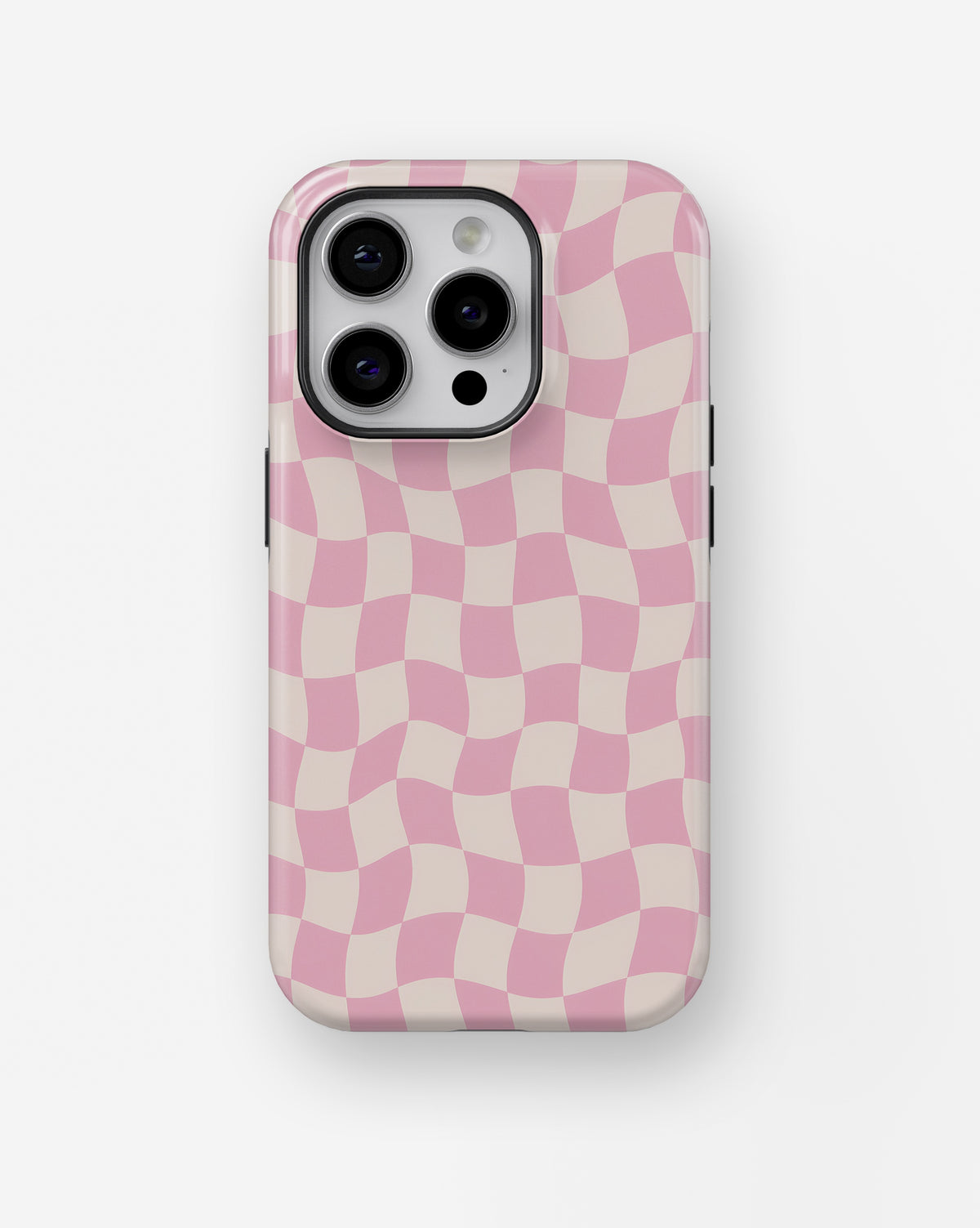 Blush Pink Cream Wavy Checkered MagSafe iPhone Tough Case - i15 pro tough p1