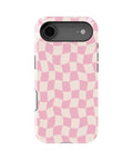 Blush Pink Cream Wavy Checkered MagSafe iPhone Tough Case - i17AT p1
