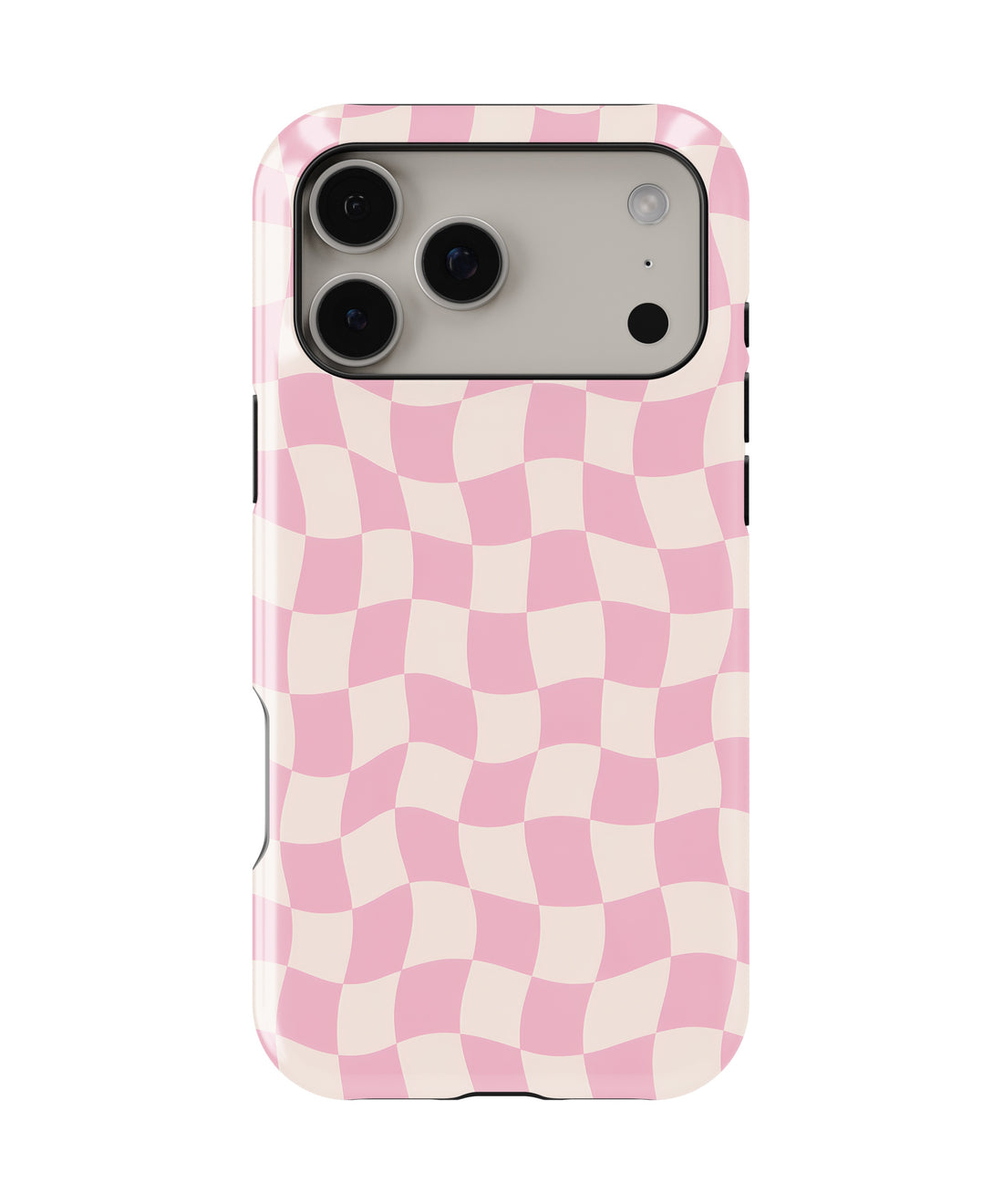 Blush Pink Cream Wavy Checkered MagSafe iPhone Tough Case - i17PMT p1