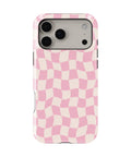 Blush Pink Cream Wavy Checkered MagSafe iPhone Tough Case - i17PMT p1