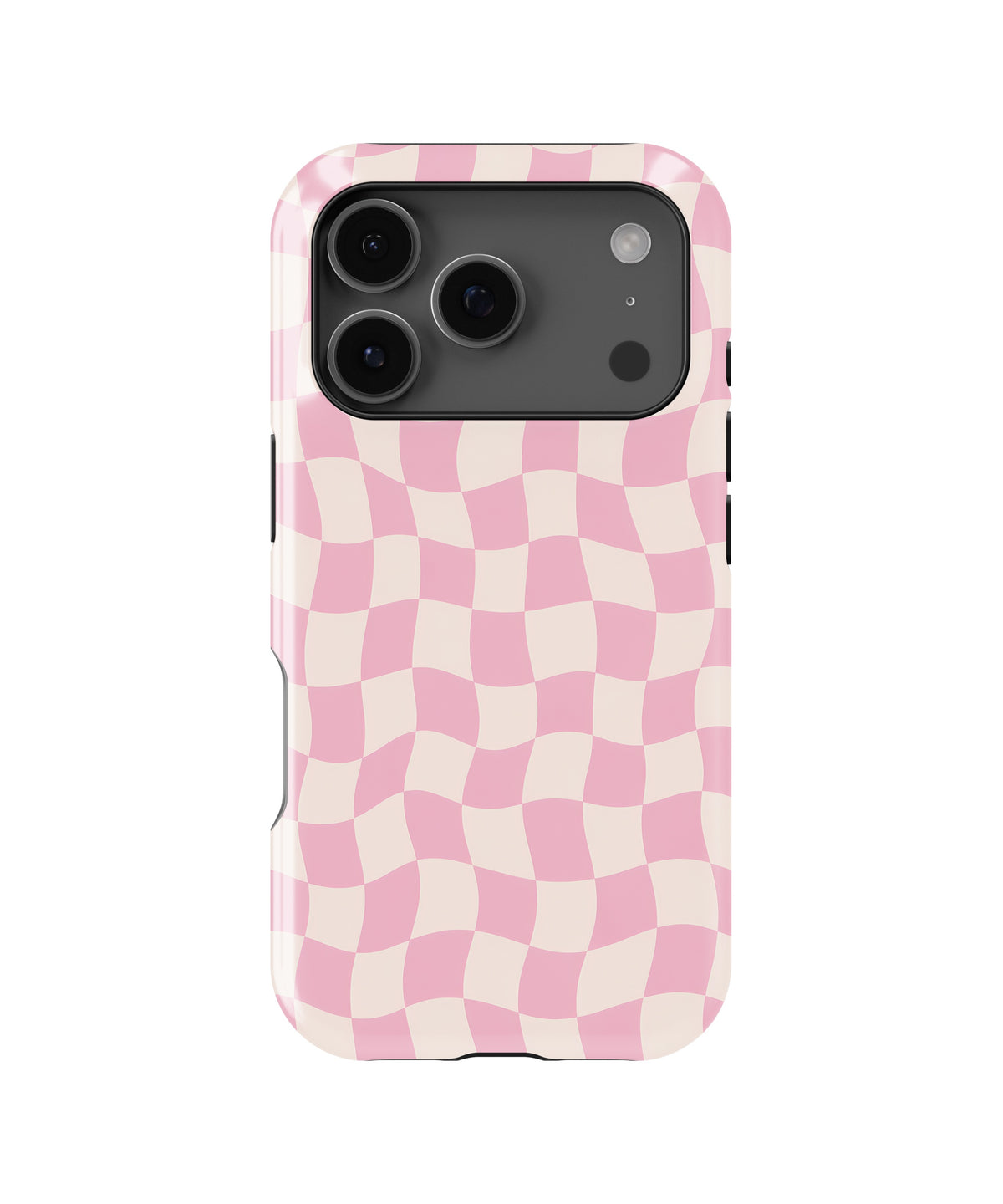 Blush Pink Cream Wavy Checkered MagSafe iPhone Tough Case - i17PT p1