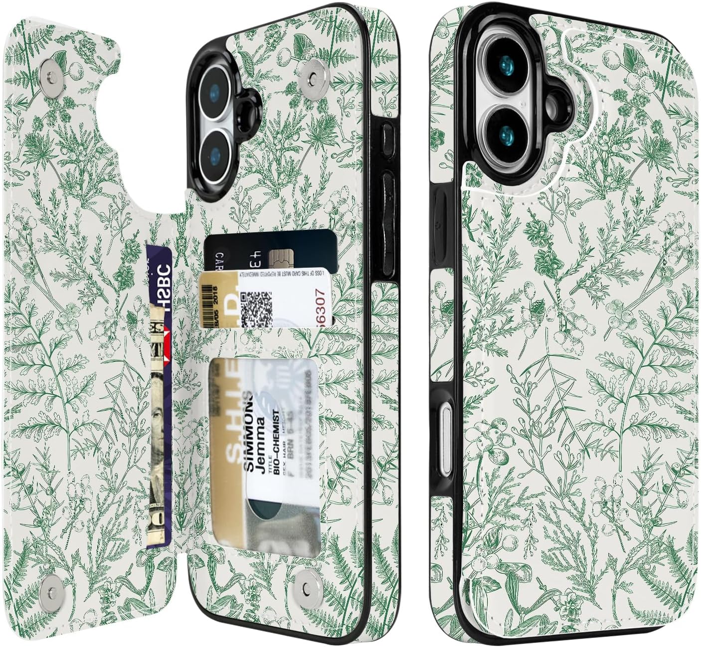 Floral Flip Wallet Case for iPhone 17–14 with Card Holder – Kickstand – product image 2