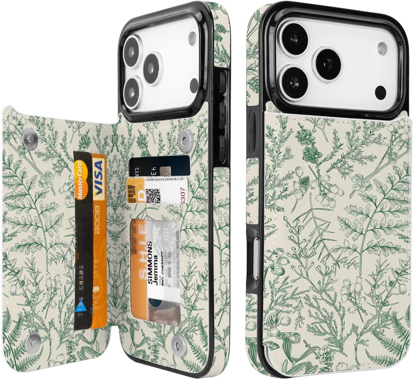 Floral Flip Wallet Case for iPhone 17–14 with Card Holder – Kickstand – product image 1