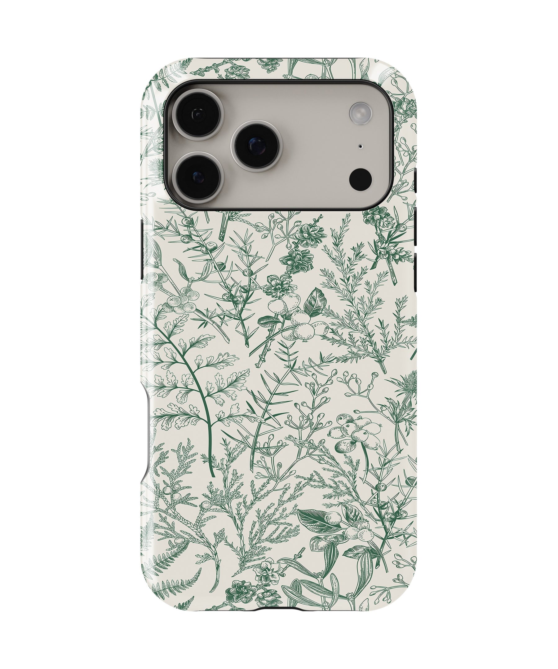 Green Botanical Sketch MagSafe iPhone Tough Case – Custom Name Option