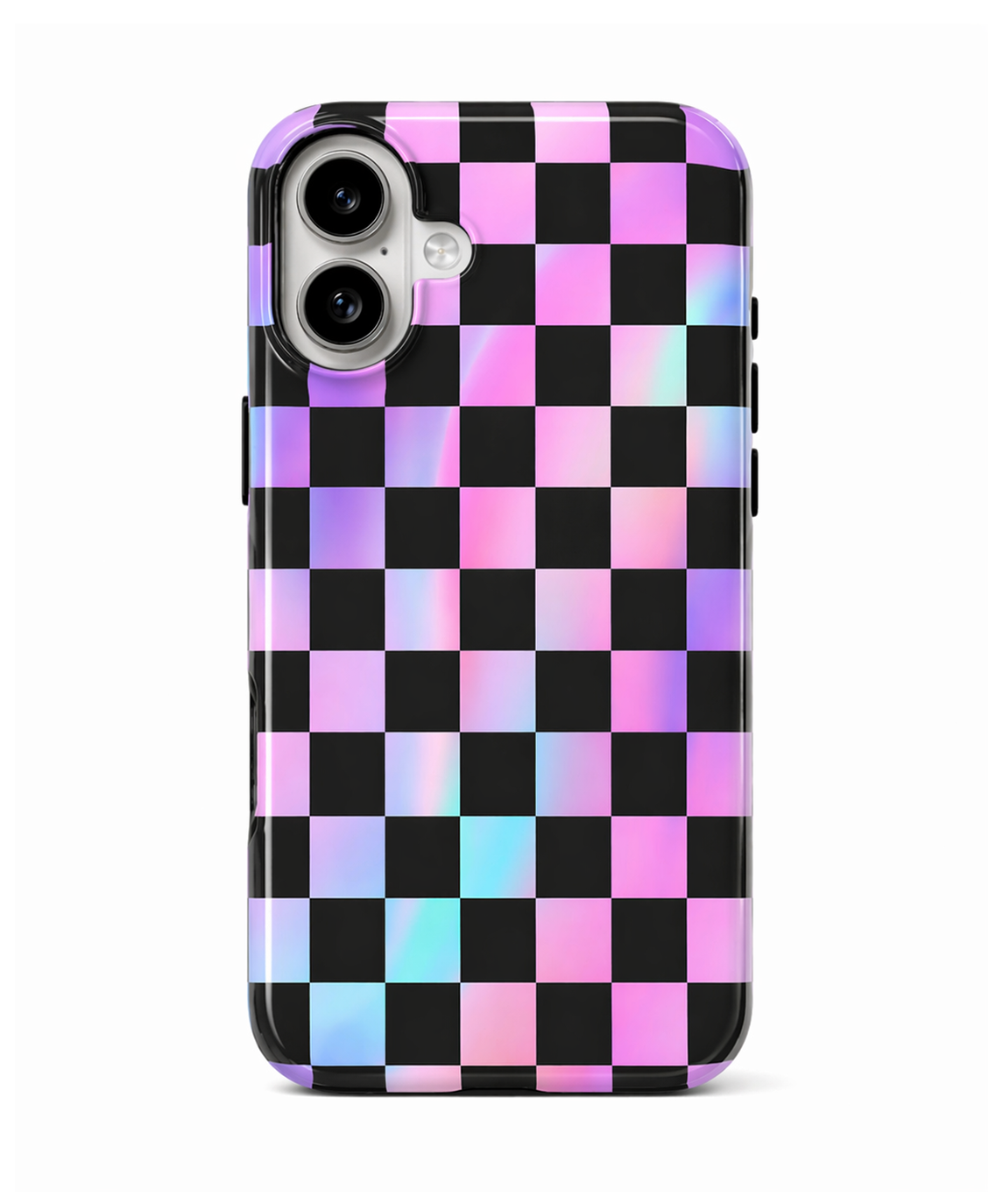 Neon Mirage Checkerboard MagSafe iPhone Tough Case – Custom Name Option – product image 6