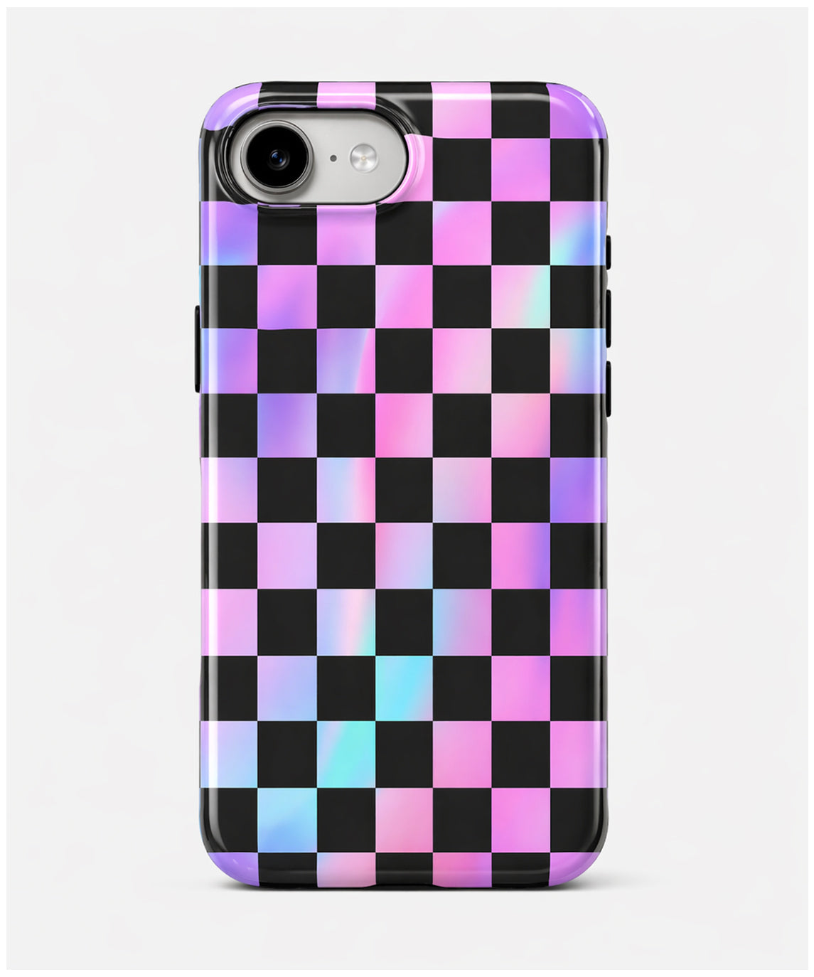Neon Mirage Checkerboard MagSafe iPhone Tough Case – Custom Name Option – product image 9