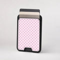Blush Pink Mini Polka Dot MagSafe card holder showing the patterned front