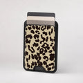 Cream Leopard Print MagSafe card holder showing the patterned front
