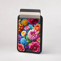 Vibrant Garden Floral Bouquet MagSafe card holder showing the patterned front