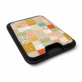 Pastel Quilt Patchwork MagSafe card holder showing the angled leather surface