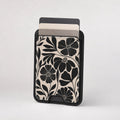 Black Cream Bold Floral MagSafe card holder showing the patterned front