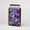 Purple Watercolor Flower Field MagSafe card holder showing the patterned front