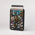 Midnight Ornate Jewel Floral MagSafe card holder showing the patterned front