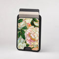 Green Peach Stained Glass Floral MagSafe card holder showing the patterned front