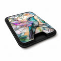 Pastel Butterfly Stained Glass MagSafe card holder showing the angled leather surface