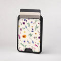 Delicate Mixed Wildflower MagSafe card holder showing the patterned front