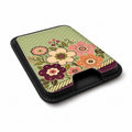 Sage Retro Folk Floral MagSafe card holder showing the angled leather surface