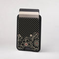 Black Pink Henna Floral MagSafe card holder showing the patterned front