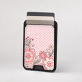 Pink Retro Doodle Floral MagSafe card holder showing the patterned front