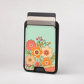 Mint Retro Folk Floral MagSafe card holder showing the patterned front