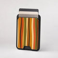 Retro Sunset Stripe MagSafe card holder showing the patterned front