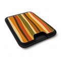 Retro Sunset Stripe MagSafe card holder showing the angled leather surface
