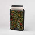 Dark Arts and Crafts Floral MagSafe card holder showing the patterned front