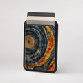Blue Tiger Eye Stone MagSafe card holder showing the patterned front