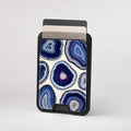 Blue Purple Agate Geode MagSafe card holder showing the patterned front