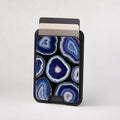 Blue Agate Geode MagSafe card holder showing the patterned front