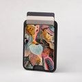 Colorful Abstract Organic Collage MagSafe card holder showing the patterned front