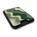 Sage Green Layered Waves MagSafe card holder showing the angled leather surface