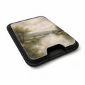 Misty Neutral Landscape MagSafe card holder showing the angled leather surface