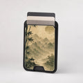 Sepia Mountain Pagoda MagSafe card holder showing the patterned front